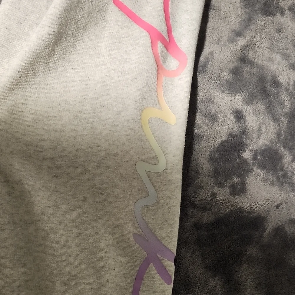 Victoria Secret Pink Grey Sweat Suit ( top And Bottoms) With Pastel Color "PINK" - Picture 6 of 11
